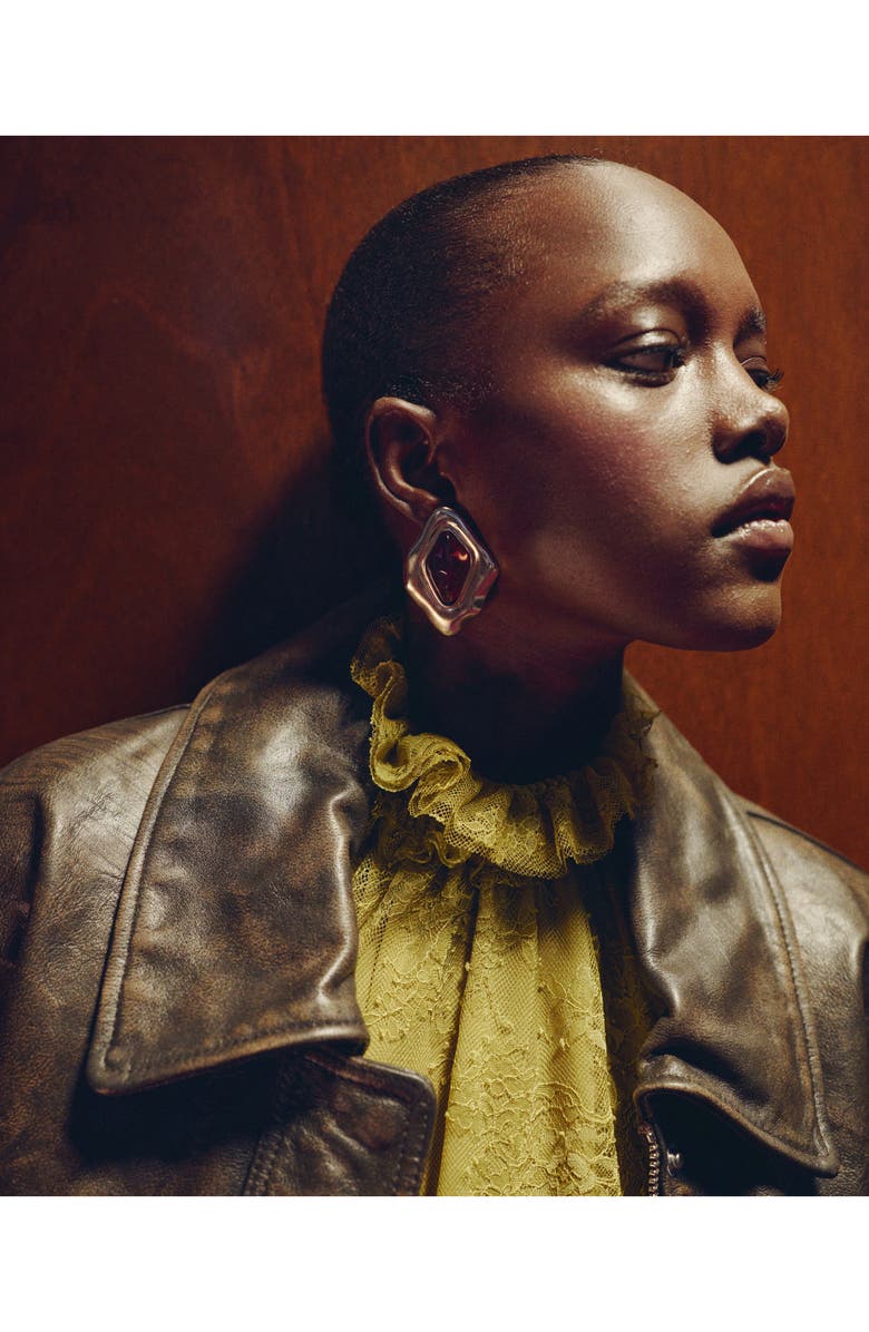 MANGO Ruffle Collar Lace Top, Alternate, color, 