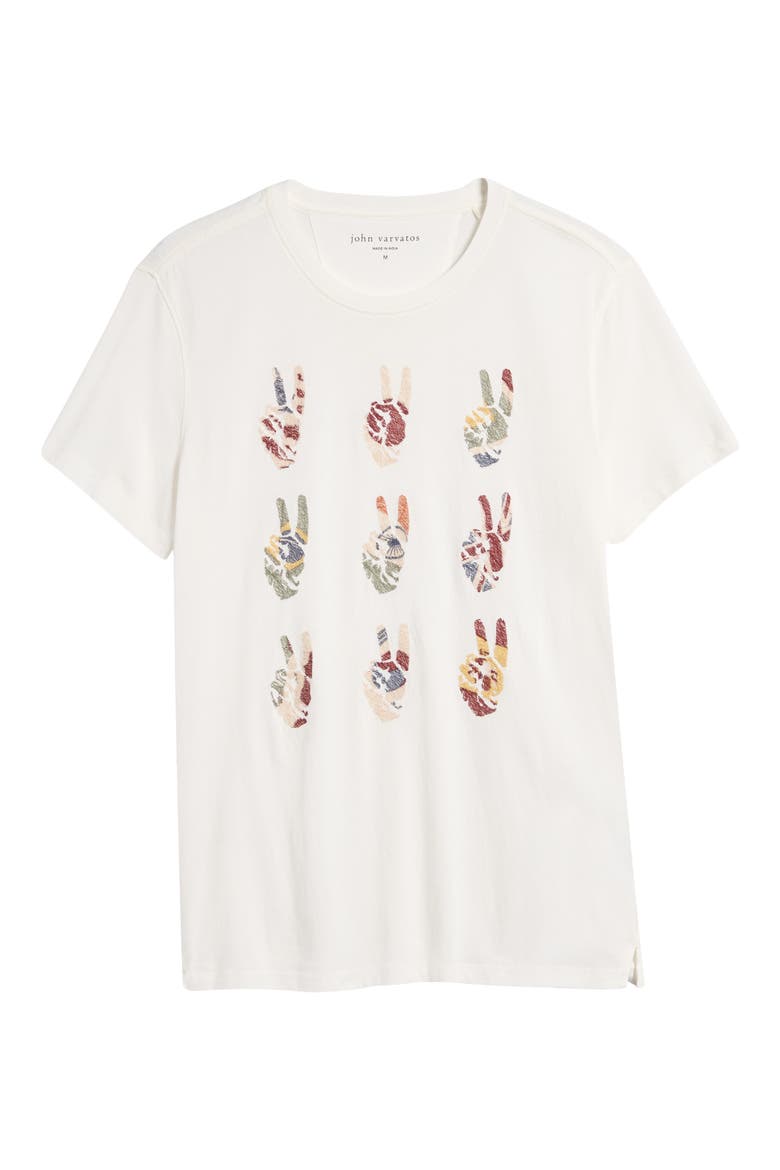 Multi Peace Hand Organic Cotton Graphic T-Shirt, Alternate, color, SALT