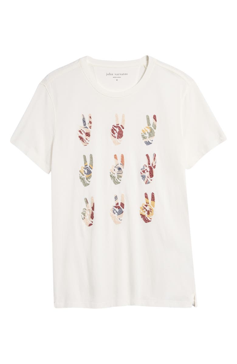 John Varvatos Multi Peace Hand Organic Cotton Graphic T-Shirt, Alternate, color, Salt