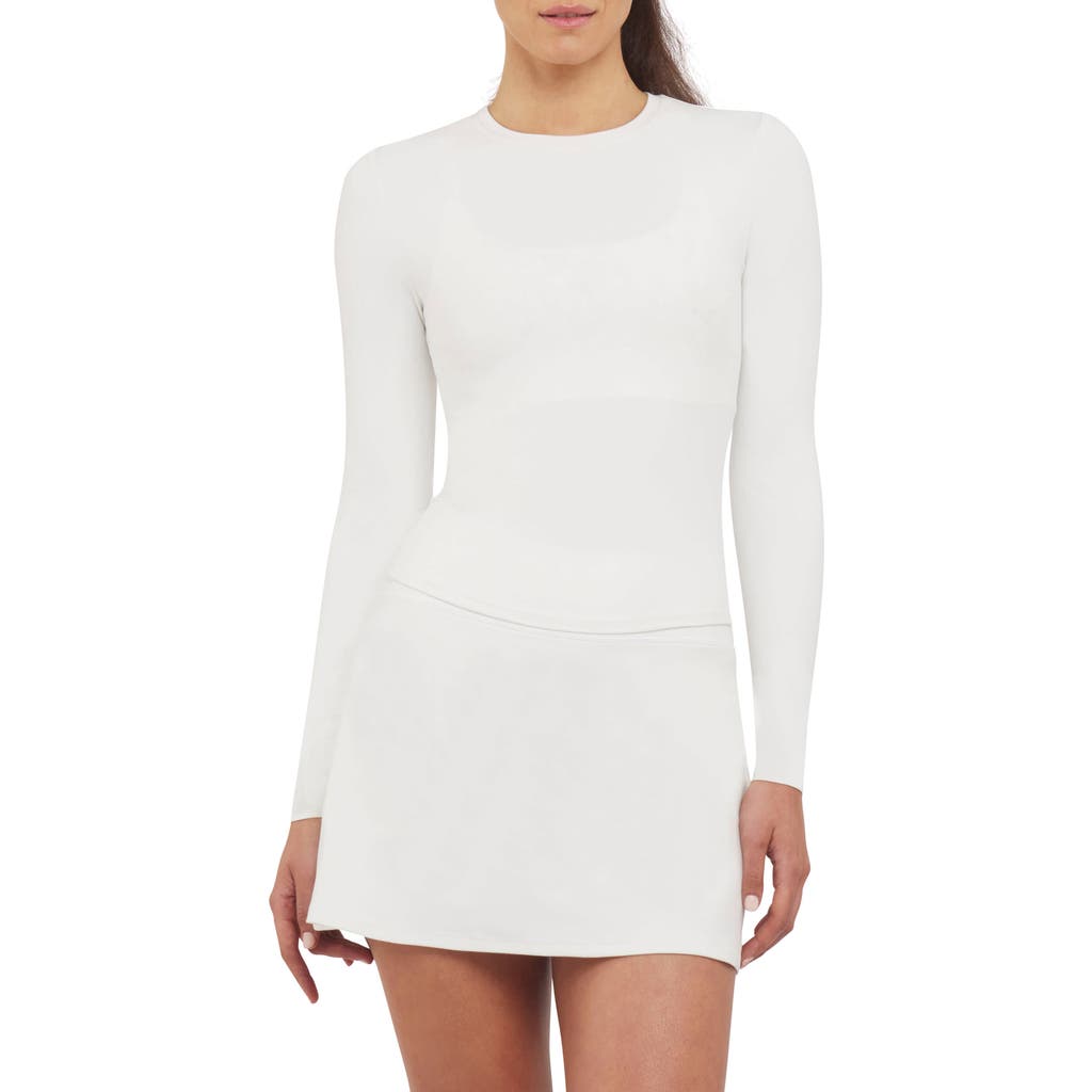 Spanx Bare Essentials Contour Long Sleeve Crewneck Tee In Powder