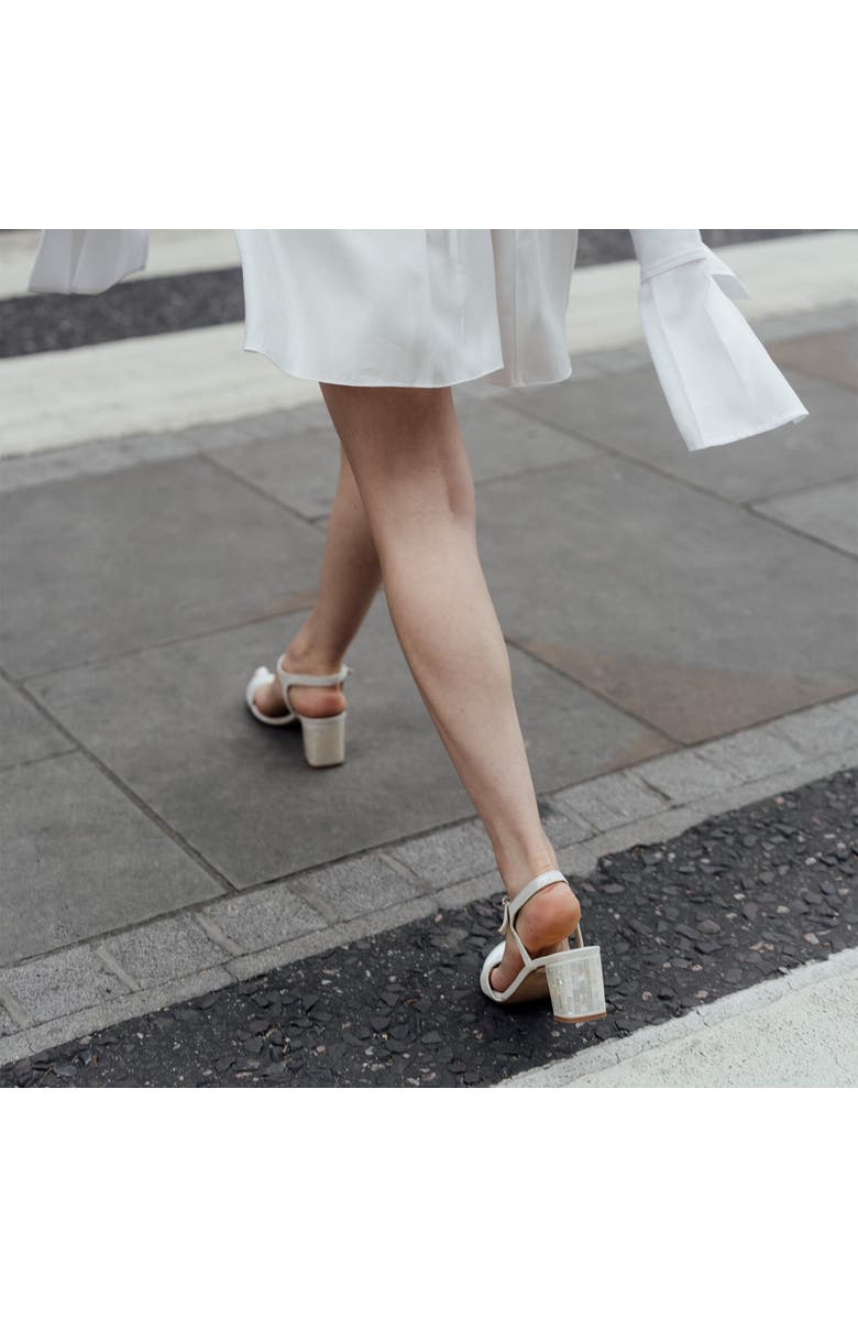 Freya Rose Martina Midi Ivory Ankle Strap Pearl Heel Sandal, Alternate, color,