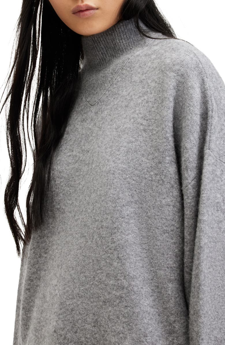 AllSaints Asha Oversize Mock Neck Sweater, Alternate, color, Grey Marl