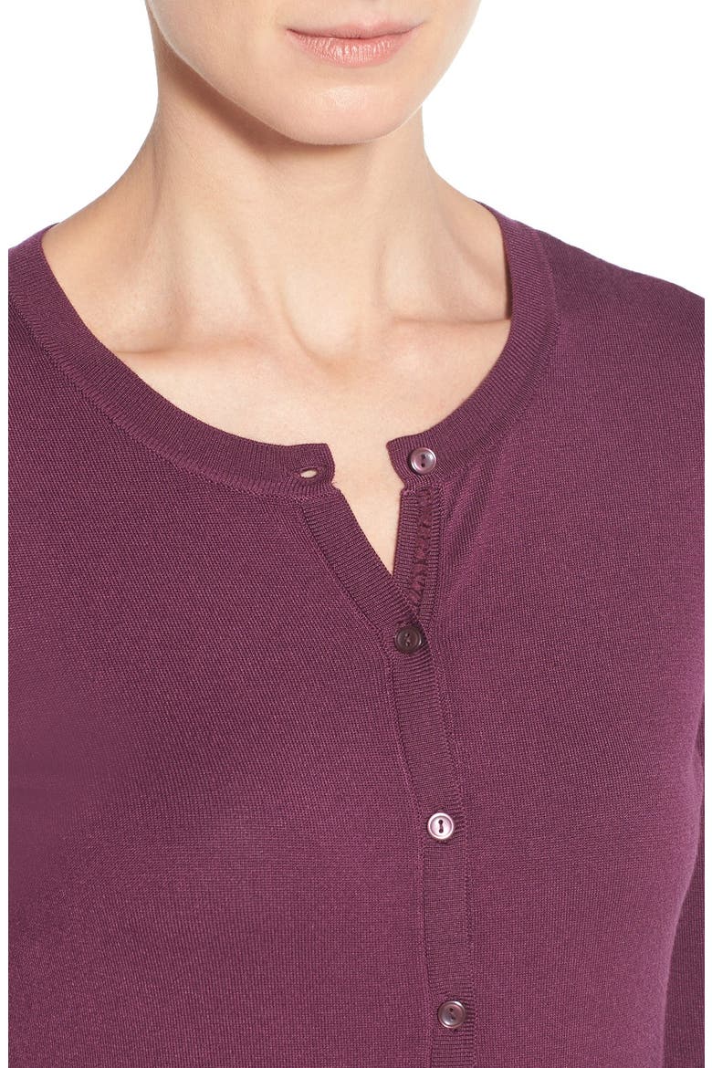 Three Quarter Sleeve Cardigan, Alternate, color, PURPLE ITALIAN