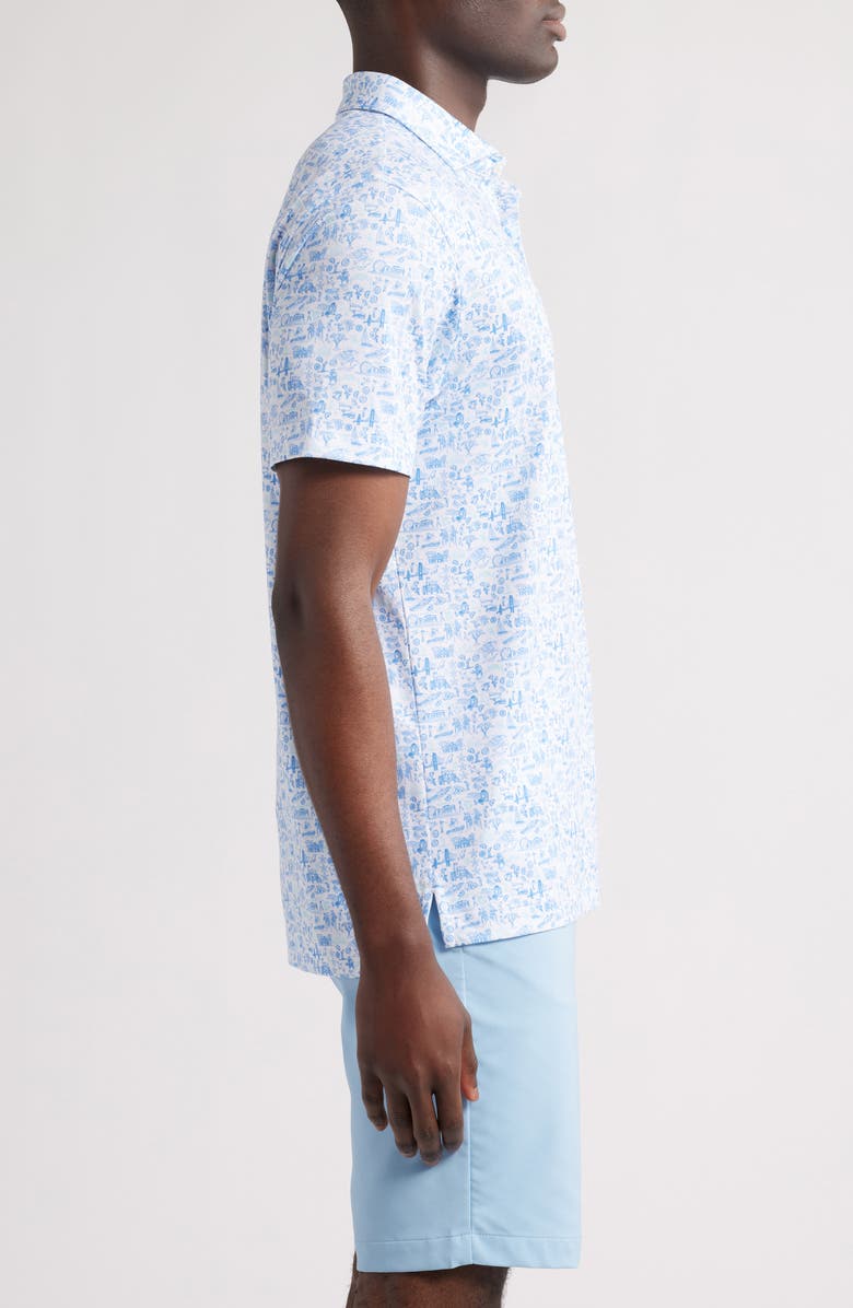 johnnie-O Jo 20th Travel Print PREP-FORMANCE Golf Polo, Alternate, color, Palisades Blue