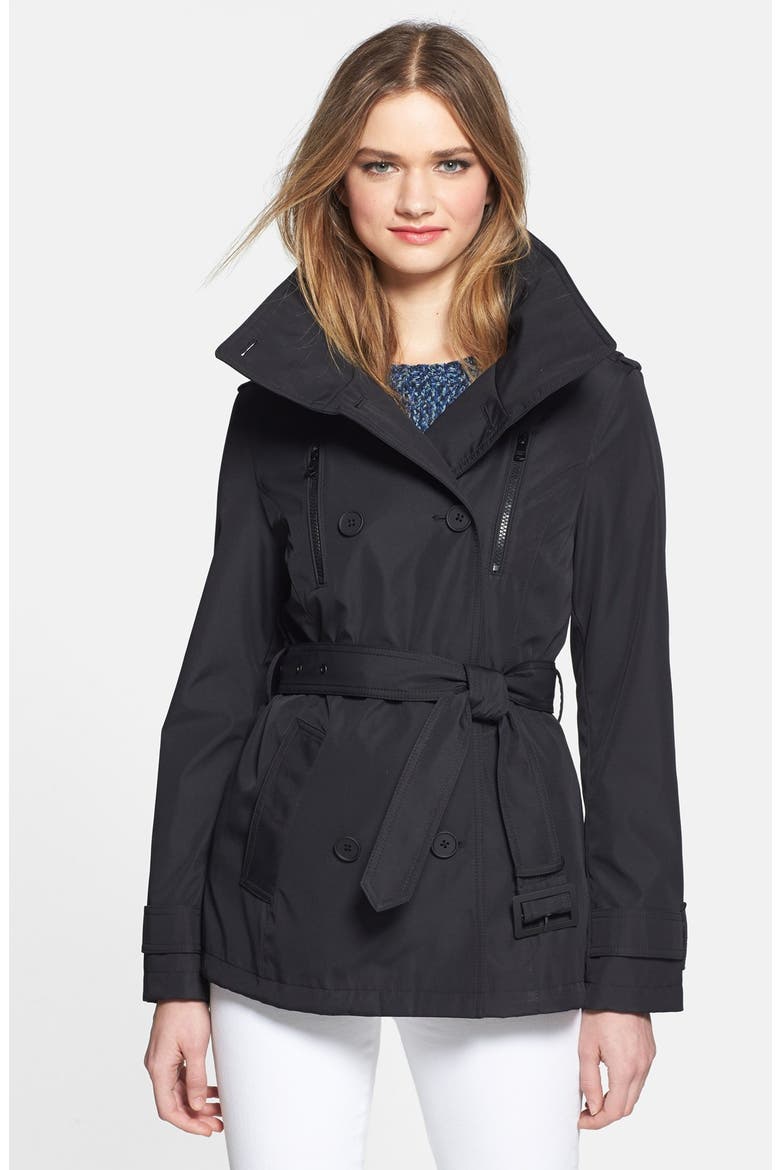 Zip Detail Trench Jacket, Main, color, BLACK
