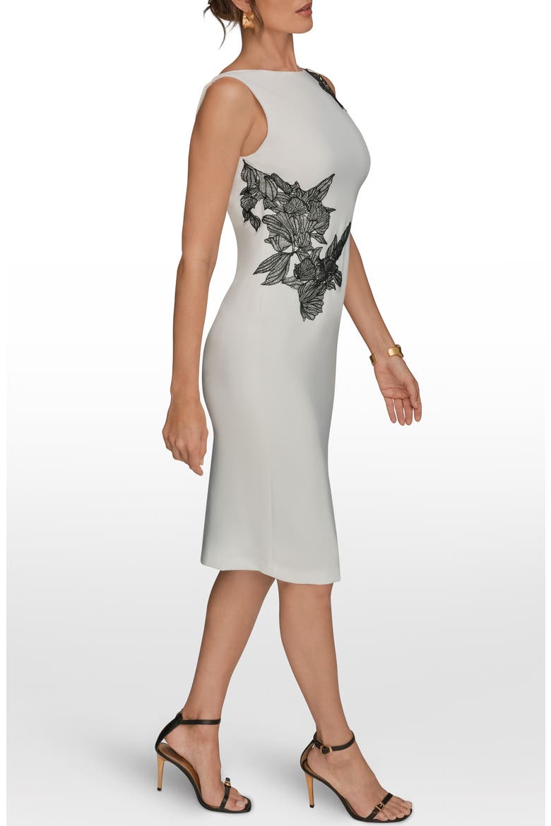 Embroidered Sheath Dress, Alternate, color, CREAM/ BLACK