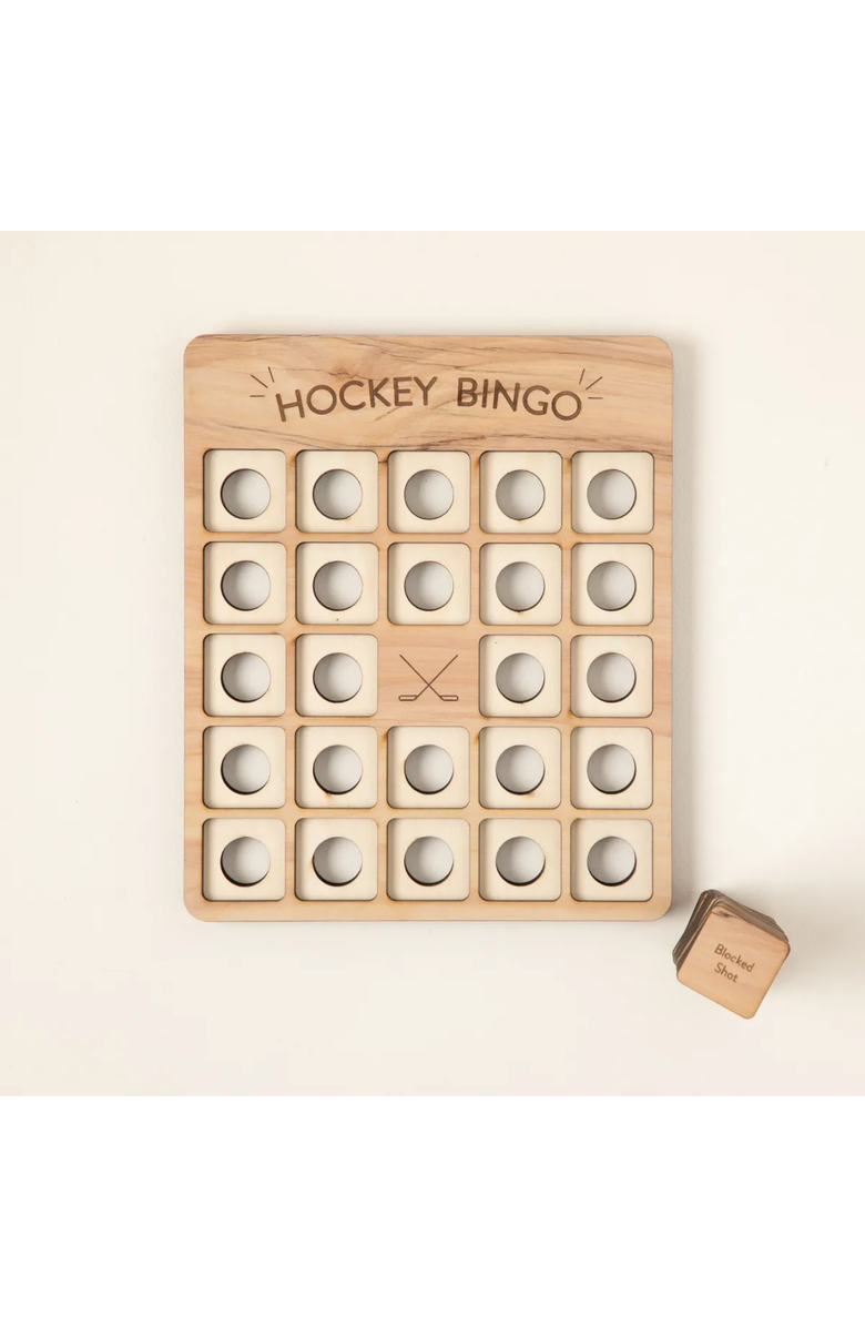 Uncommon Goods Hockey Bingo Set of 2 by Woodtech, Alternate, color, Beige
