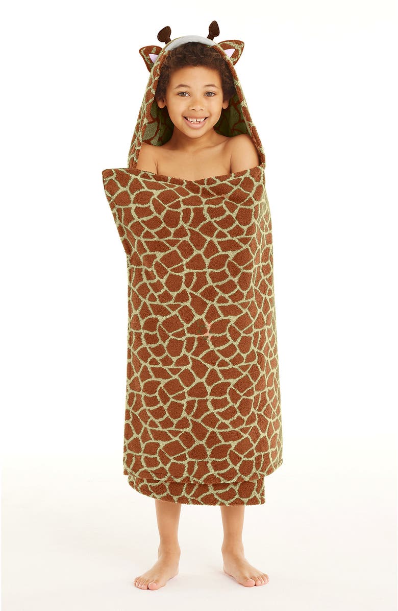 Lands' End Kids Cotton Hooded Towel, Main, color, Giraffe