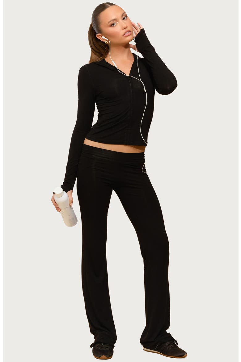 Callan Zip-Up Crop Hoodie, Alternate, color, BLACK