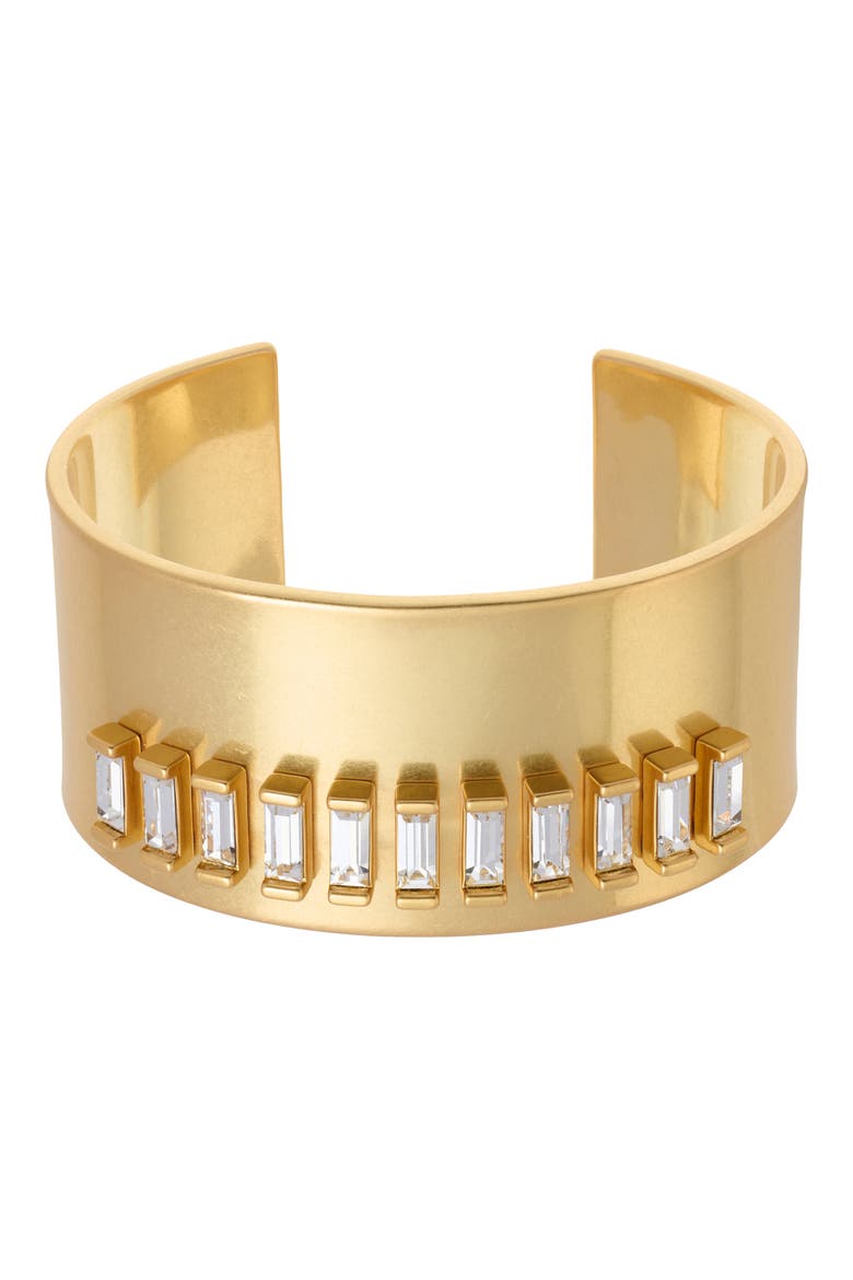 Lyra Linear Crystal Cuff Bracelet, Main, color, GOLD TONE / CLEAR CRYSTAL