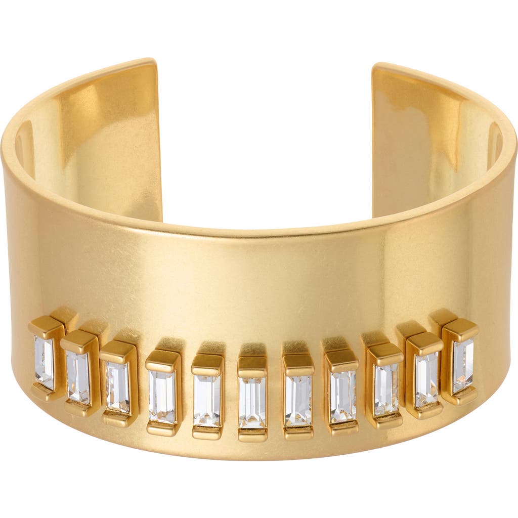 Reiss Lyra Linear Crystal Cuff Bracelet In Gold