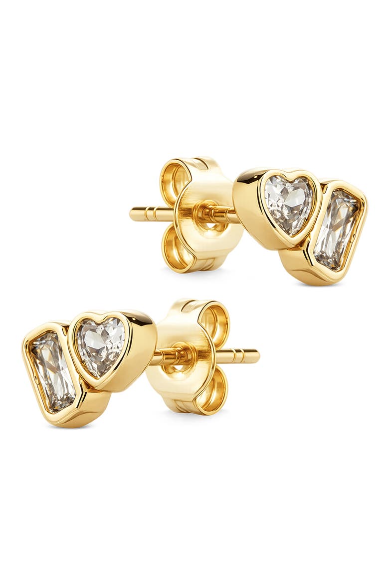 Mixed Cut Cubic Zirconia Stud Earrings, Alternate, color, GOLD