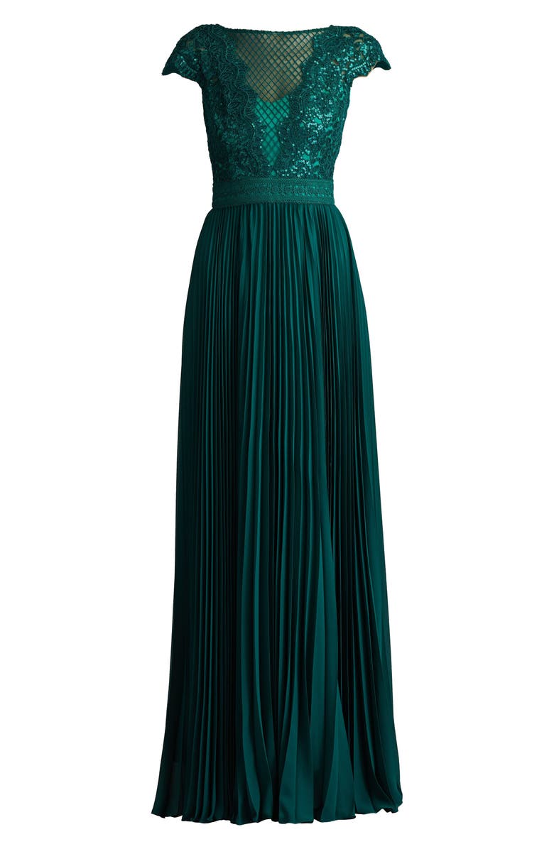 Tadashi Shoji Sequin Lace Cap Sleeve Gown, Alternate, color, 