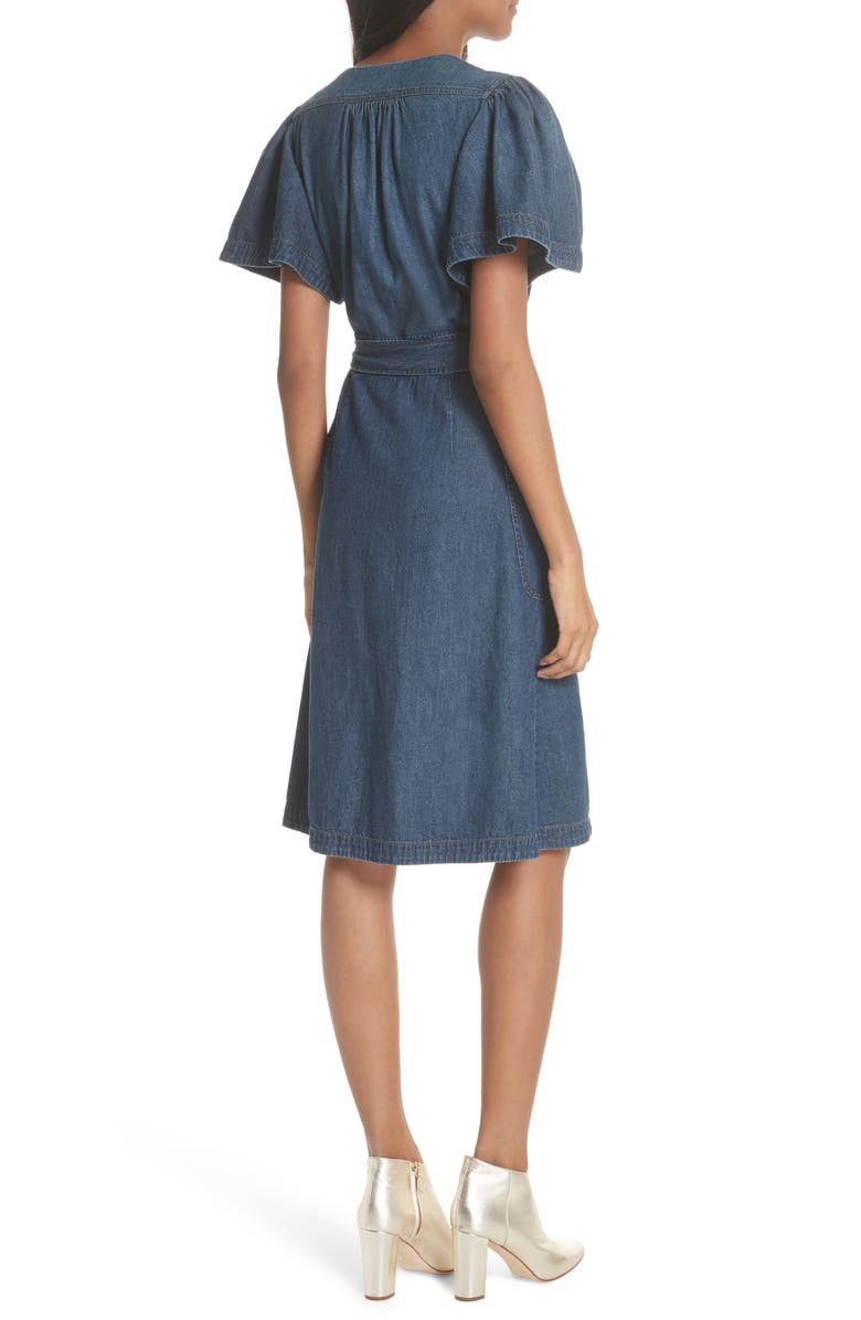 La Vie Rebecca Taylor Denim Wrap Dress, Alternate, color, 
