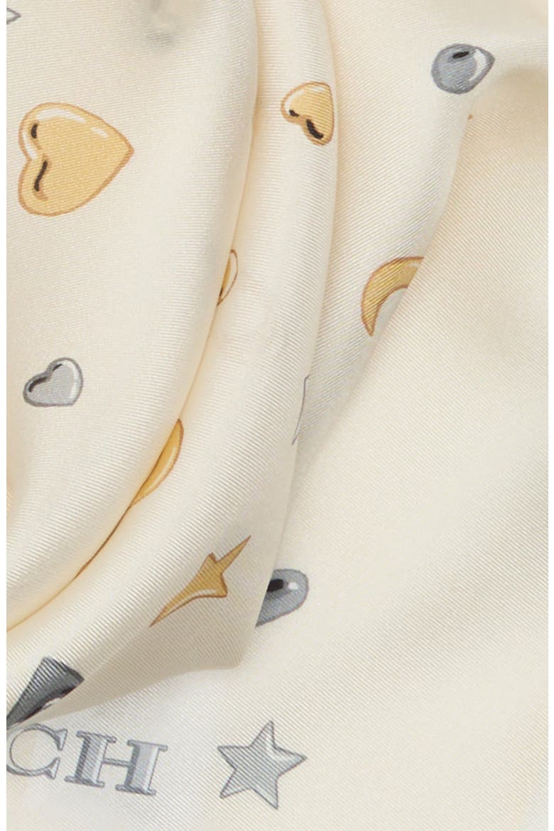 Star & Moon Print Silk Scarf, Alternate, color, CHALK