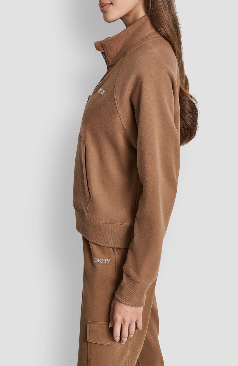 DKNY Mini Stud Logo Half Zip Sweatshirt, Alternate, color, Brnt Sugar