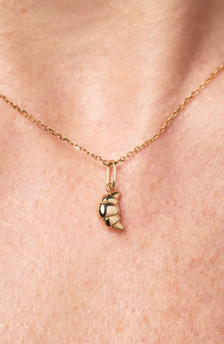 Ana Luisa Solid Yellow Gold - Croissant Charm Necklace, Alternate, color, Gold