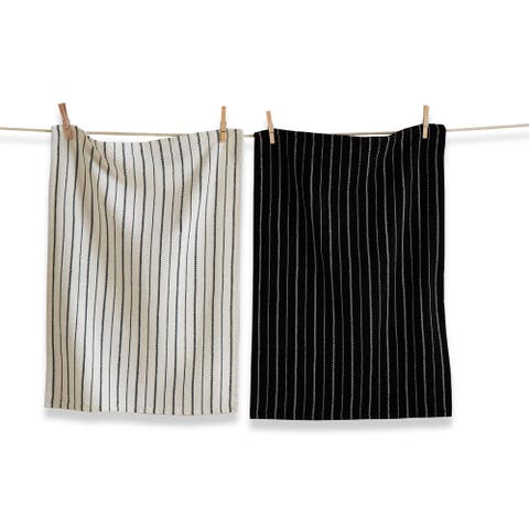 Black Tie Stripe Cotton Dishtowel Set of 2 for Kitchen