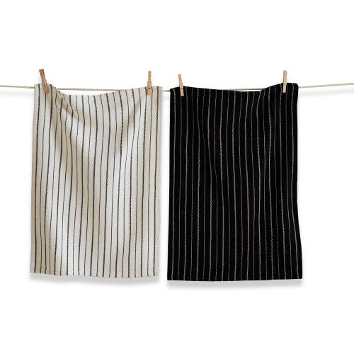 Tag Black Tie Stripe Dishtowel Set Of 2 In Black