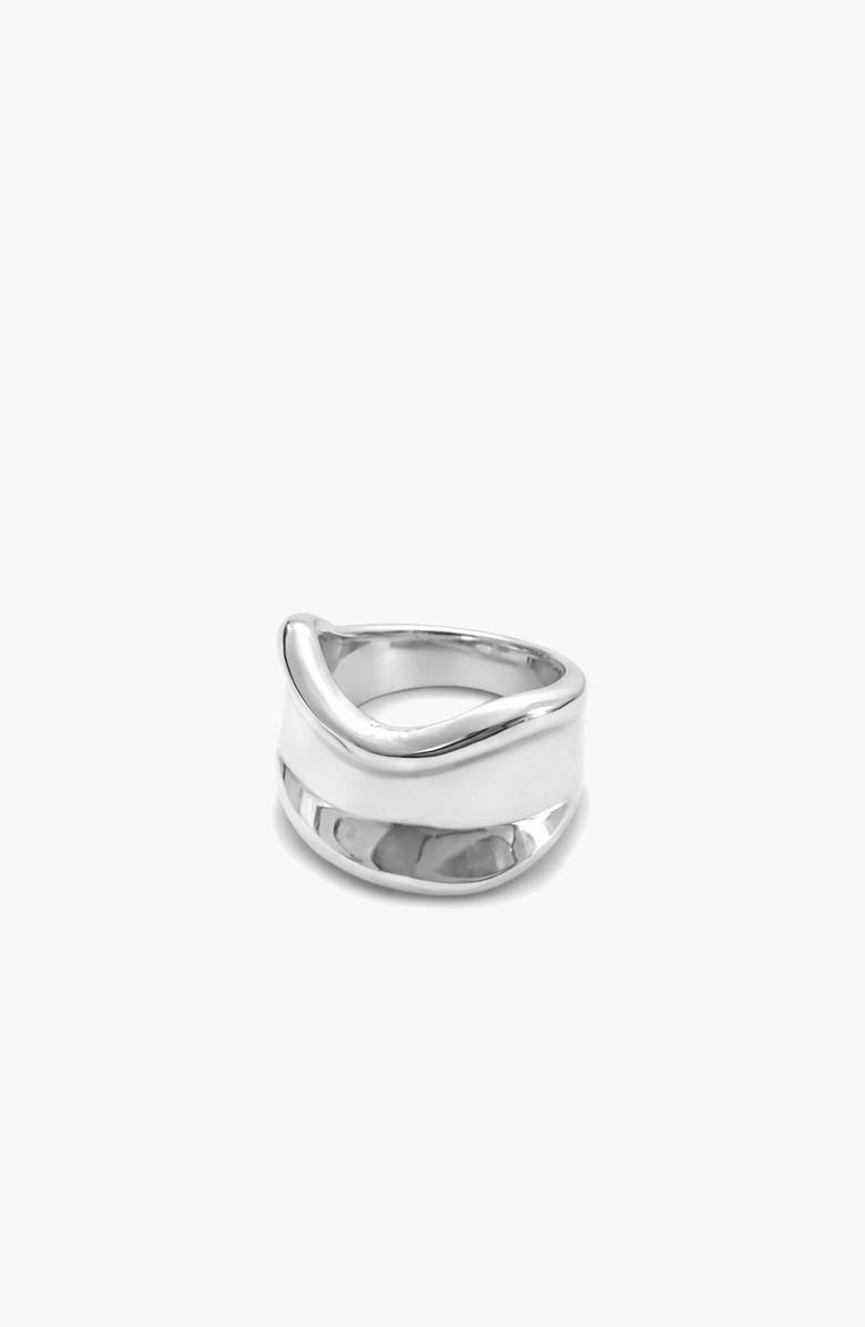YOJ Molten Curve Ring in Silver, Alternate, color, Silver