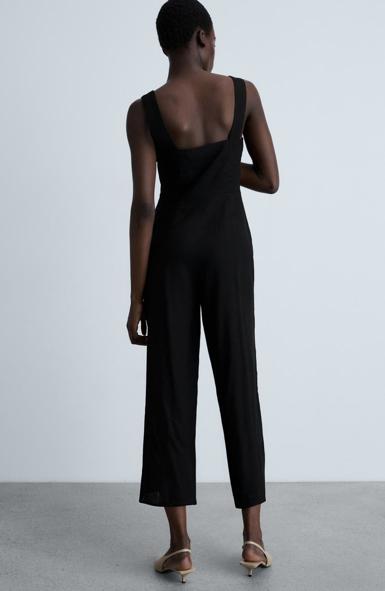 MANGO Straight Leg Linen Blend Jumpsuit, Alternate, color, 