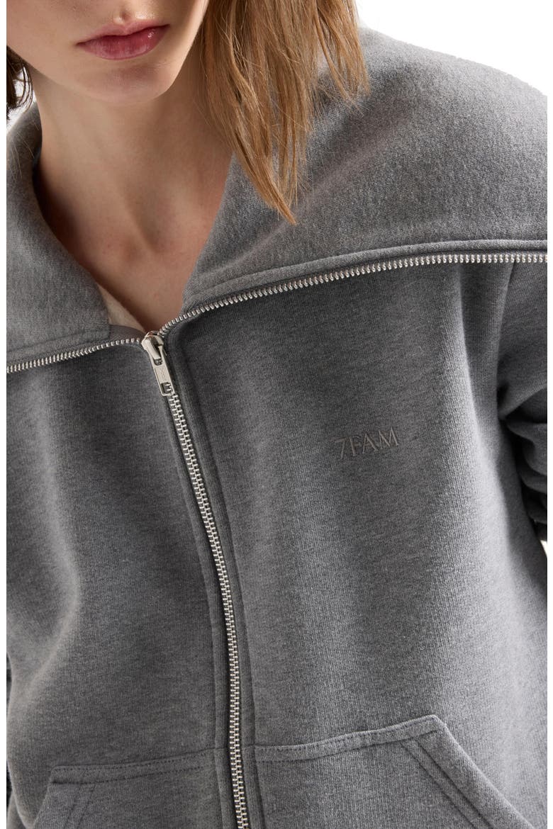 High Neck Zip Sweatshirt, Alternate, color, COTTON ASH