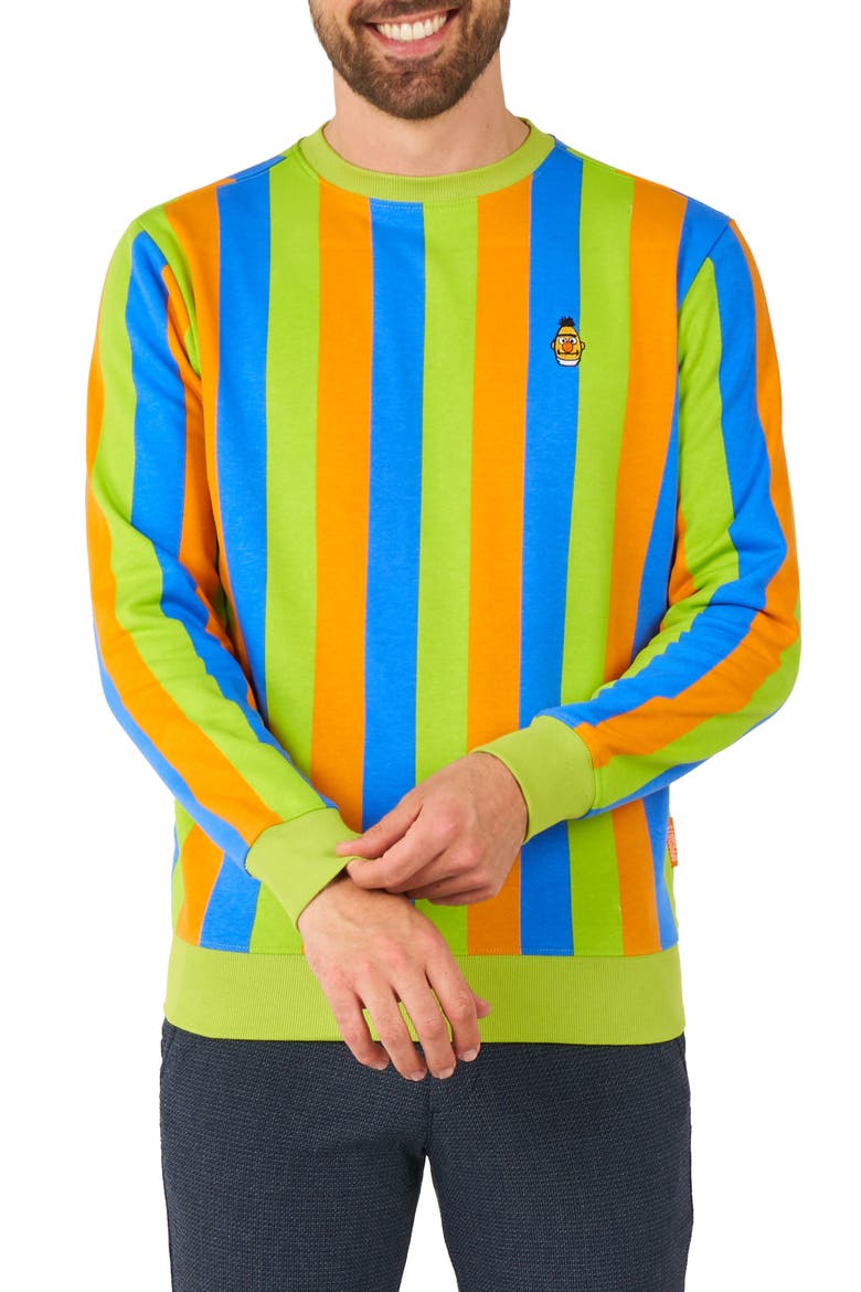 Bert Stripe Cotton Blend Long Sleeve T-Shirt, Main, color, GREEN MULTI