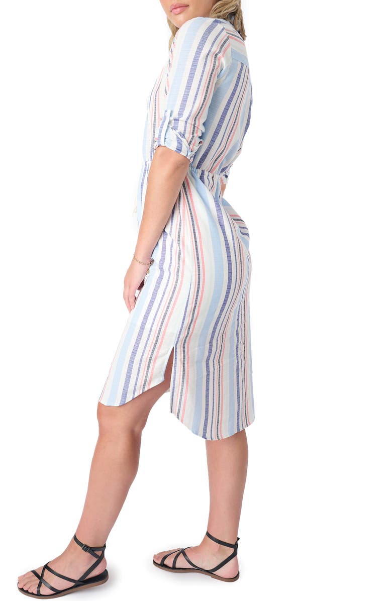 GIBSONLOOK Stripe Long Sleeve Midi Shirtdress, Alternate, color, Multi Str