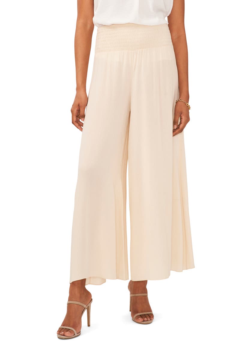 Smocked Crop Wide Leg Pants, Main, color, BIRCH