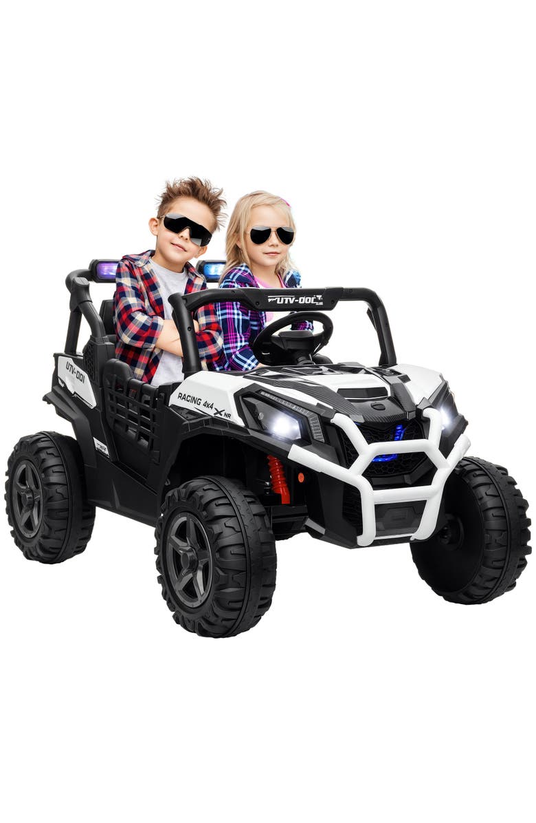 Qaba 24V 2-Seater Kids Electric Truck with Remote Control, Main, color, White