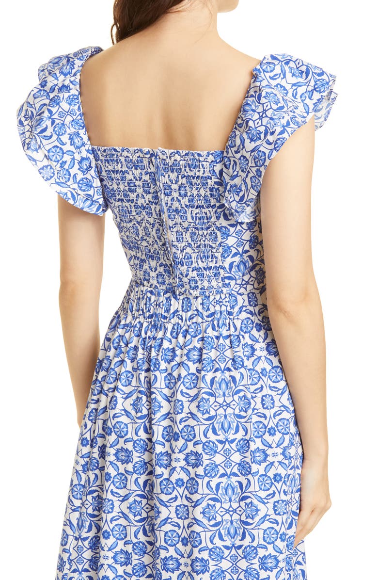 Cara Cara Darby Flutter Sleeve Cotton Crop Top, Alternate, color,