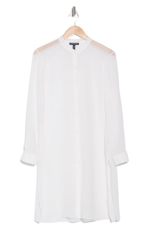 Long Sleeve Silk Shirt Dress (Petite)