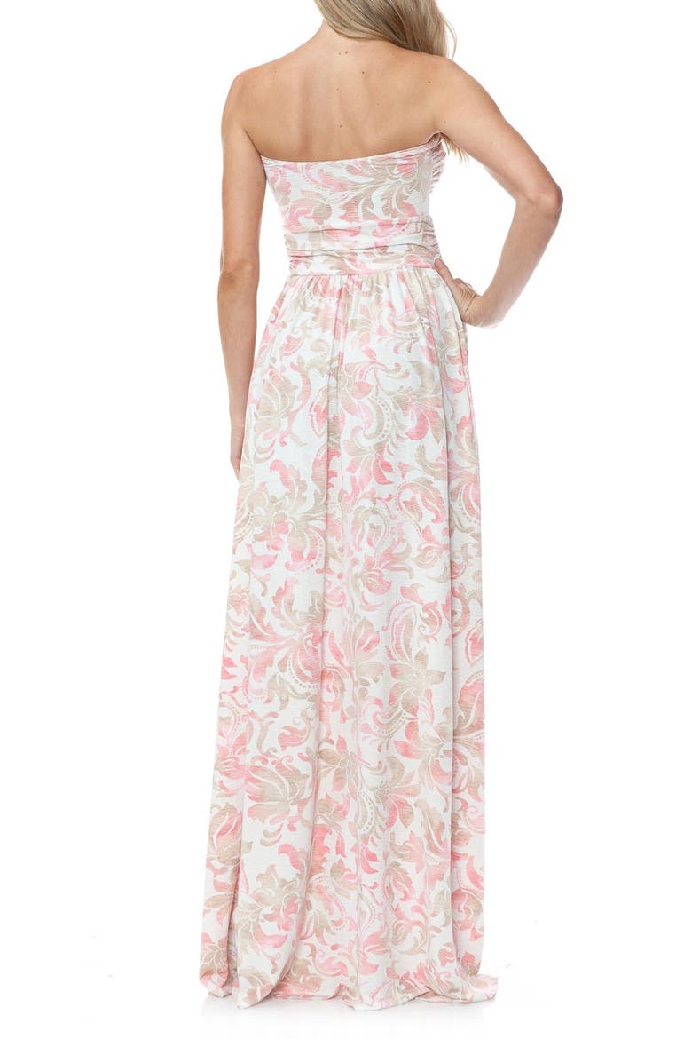 Strapless Pleated Maxi Dress, Alternate, color, IVORY MULTI