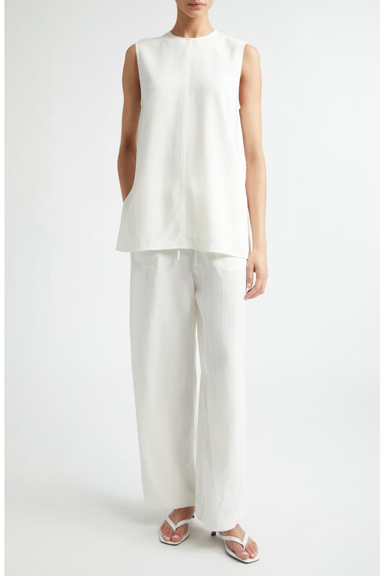 Woven Stripe Drawstring Trousers, Alternate, color, MERINGUE