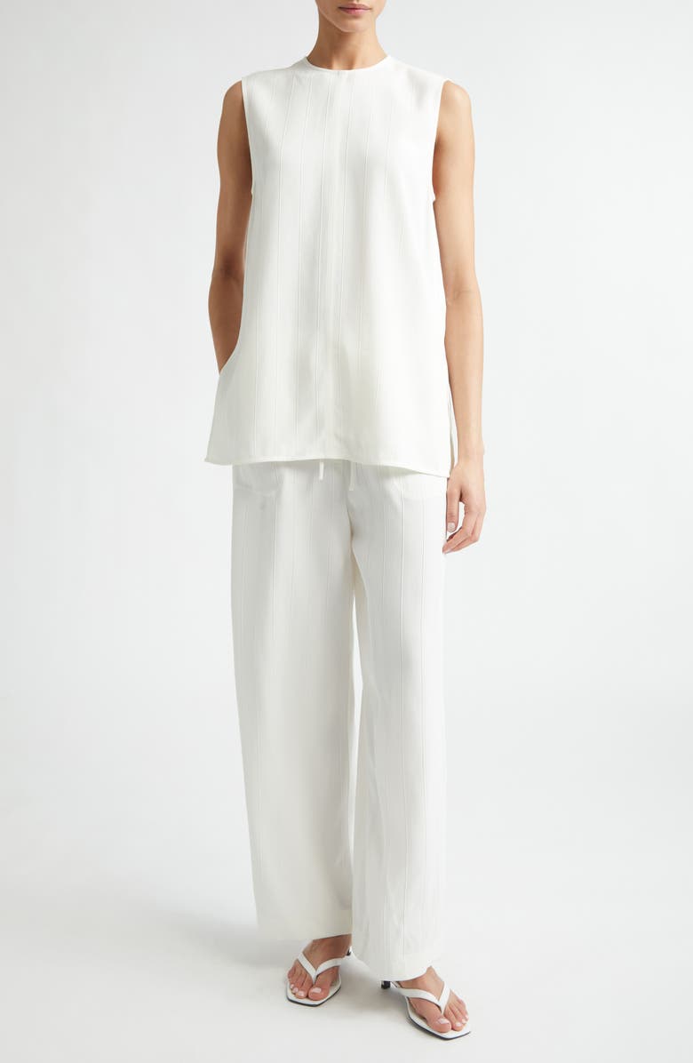 TOTEME Woven Stripe Drawstring Trousers, Alternate, color, Meringue