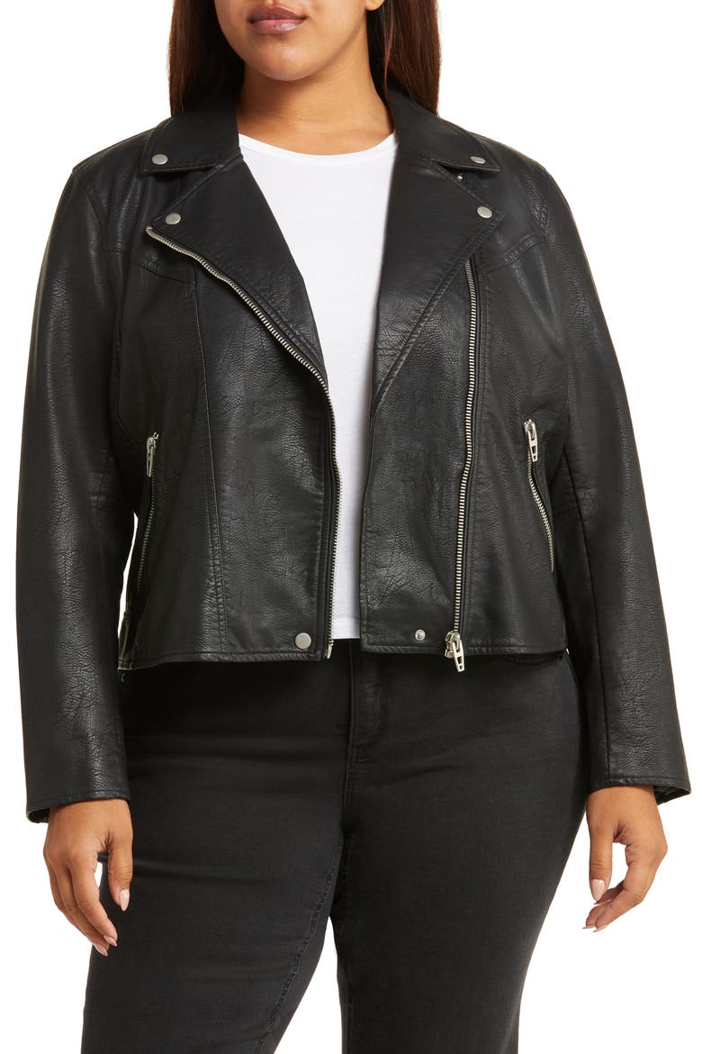 Lifechanger Faux Leather Moto Jacket, Main, color, BLACK/ SILVER MATTE METAL