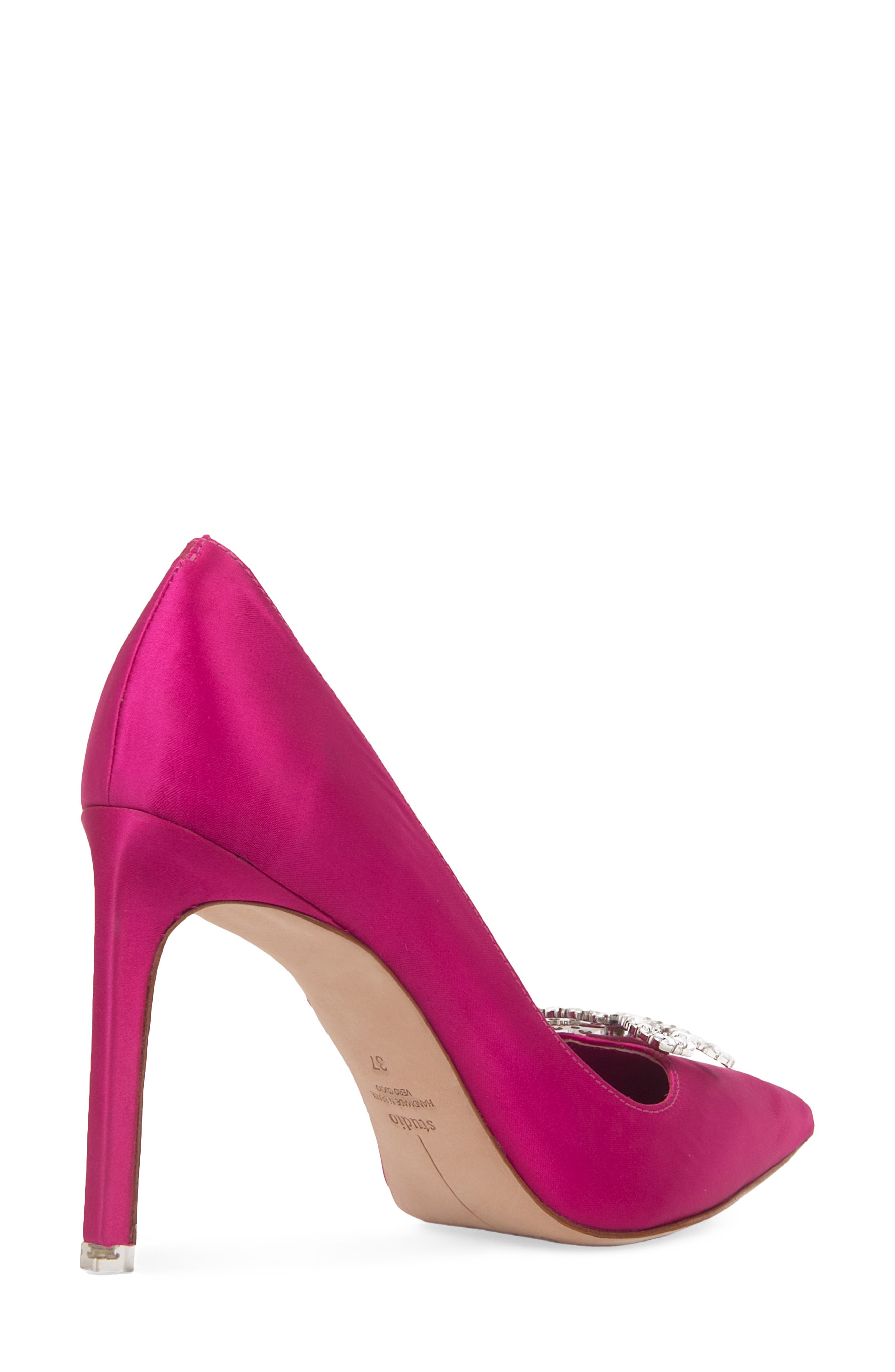 BLACK SUEDE STUDIO Tre Pointed Toe Pump, Alternate, color, Spring Crocus Satin
