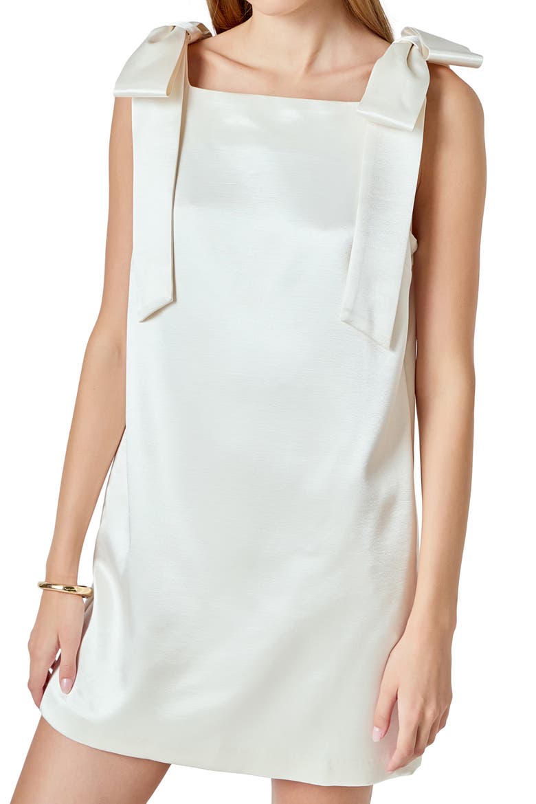 Sleeveless Velvet Satin Bow Minidress, Alternate, color, IVORY