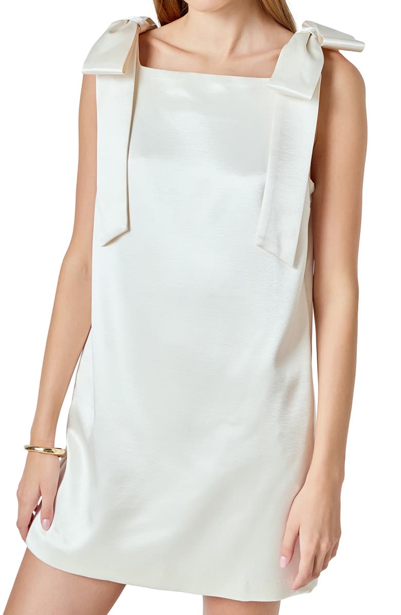 Endless Rose Sleeveless Velvet Satin Bow Minidress, Alternate, color, Ivory