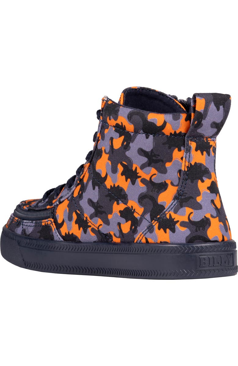 BILLY Footwear Kids' Dino Canvas High Top Sneaker, Alternate, color, Orange Dino