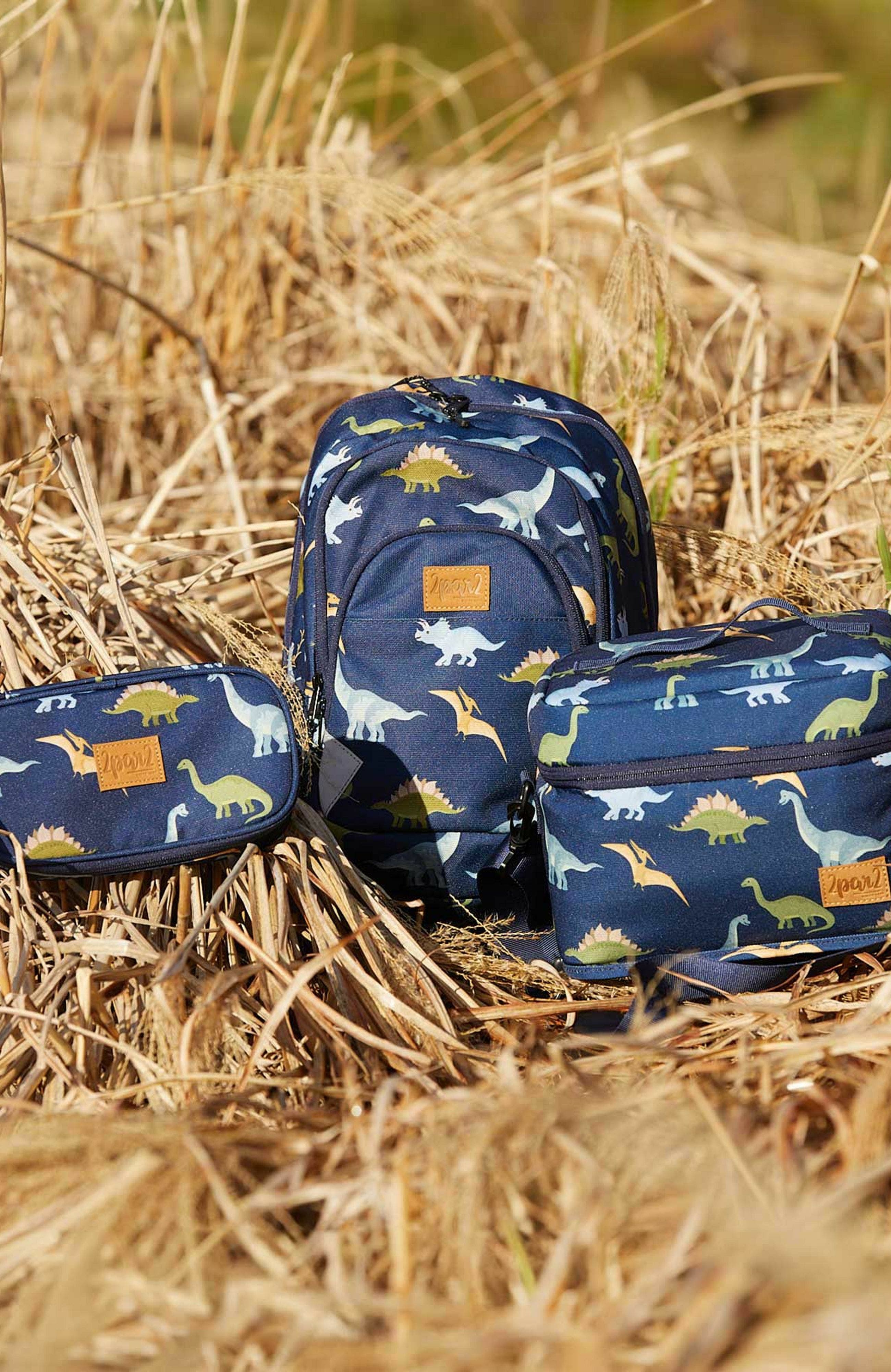 Deux par Deux Little Boy's Toddler Backpack Navy Blue Printed Dinosaurs, Alternate, color, 