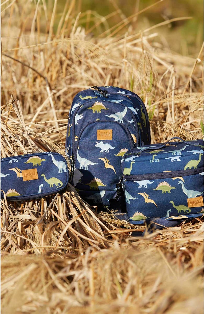 Deux par Deux Little Boy's Toddler Backpack Navy Blue Printed Dinosaurs, Alternate, color,