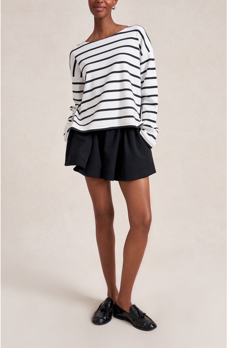 La Ligne Long Sleeve Breton Tee, Alternate, color, Ivory/Black