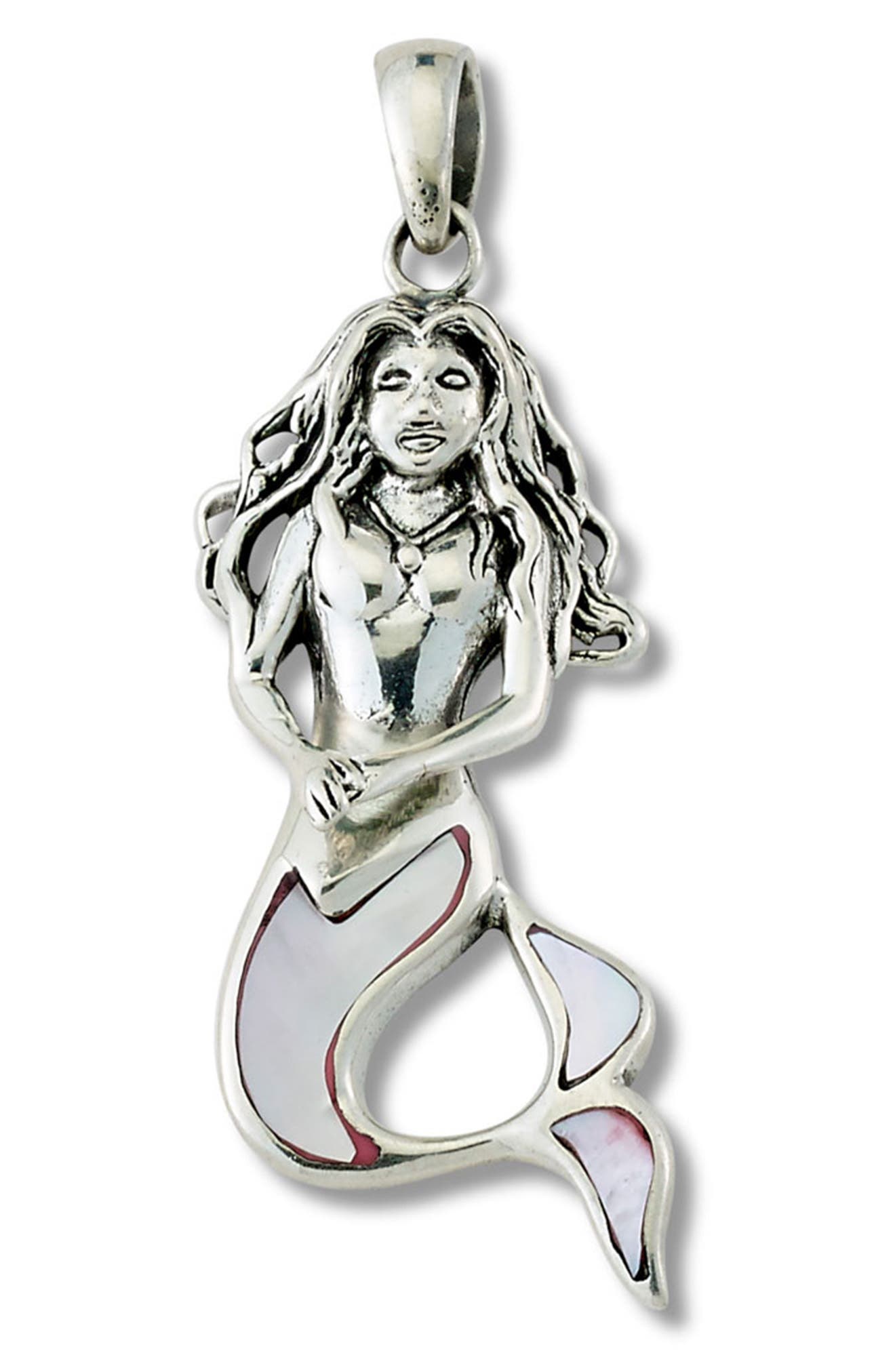 SAMUEL B. Sterling Silver Mother of Pearl Mermaid Pendant