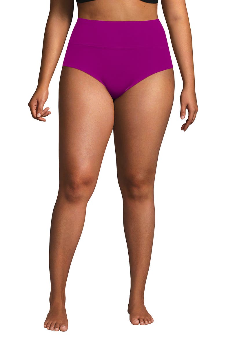 Chlorine Resistant Pinchless High Waisted Bikini Bottoms, Main, color, Crimson Rose