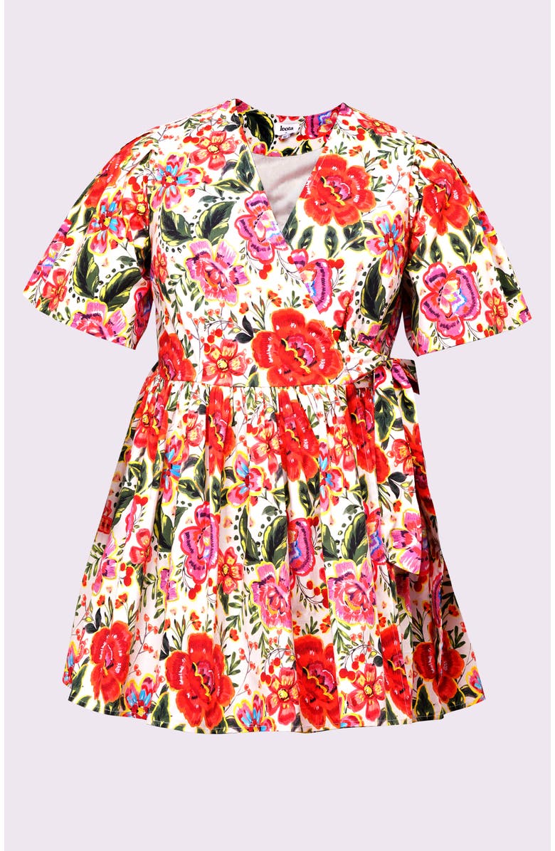 Leota Alena Mini Wrap Dress, Alternate, color, Crown Floral Flame Scarlet