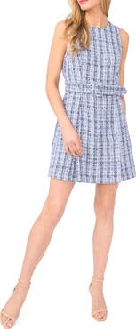 CeCe Belted Tweed Minidress
