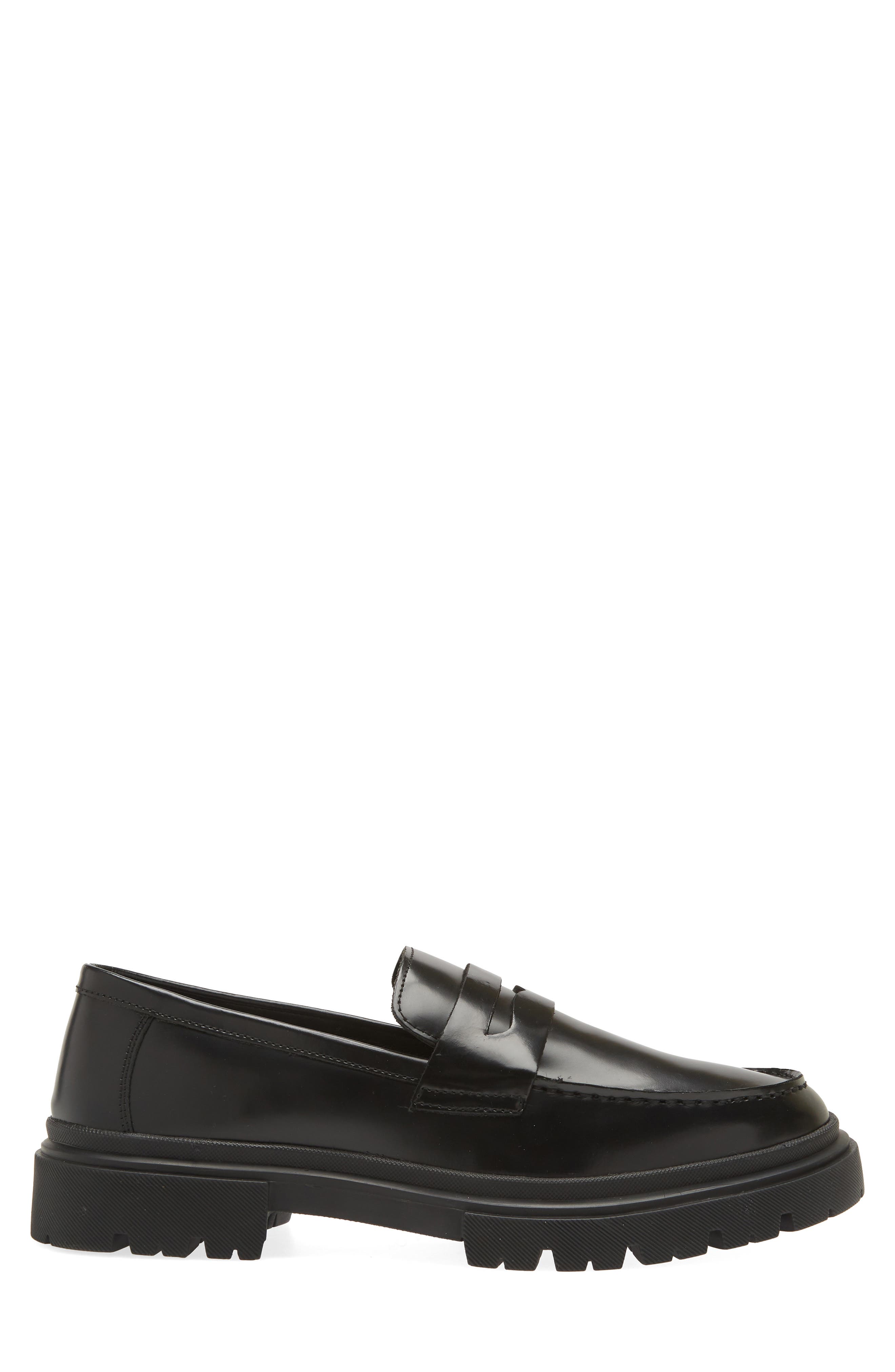 Steve Madden Zaccai Lug Sole Penny Loafer, Alternate, color, Black