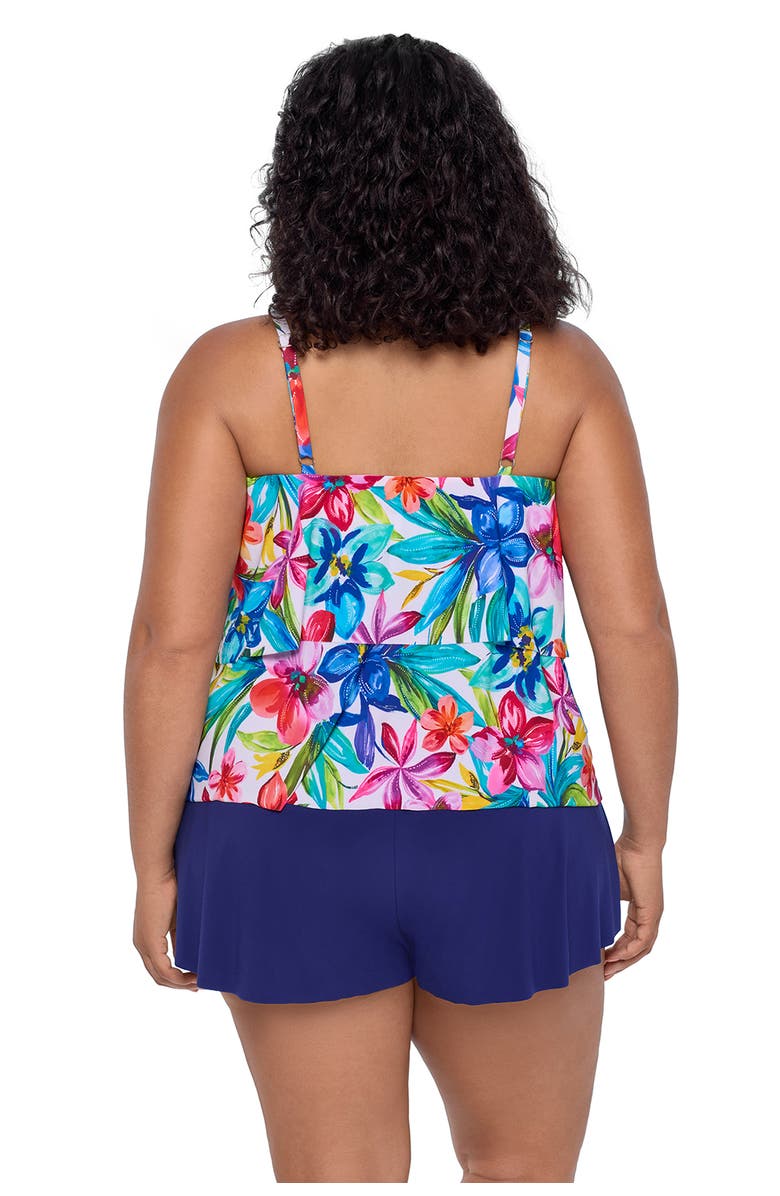 Trimshaper Roxy Double-Tiered Control Plus Size Swim Romper, Alternate, color, Tropical Treasure