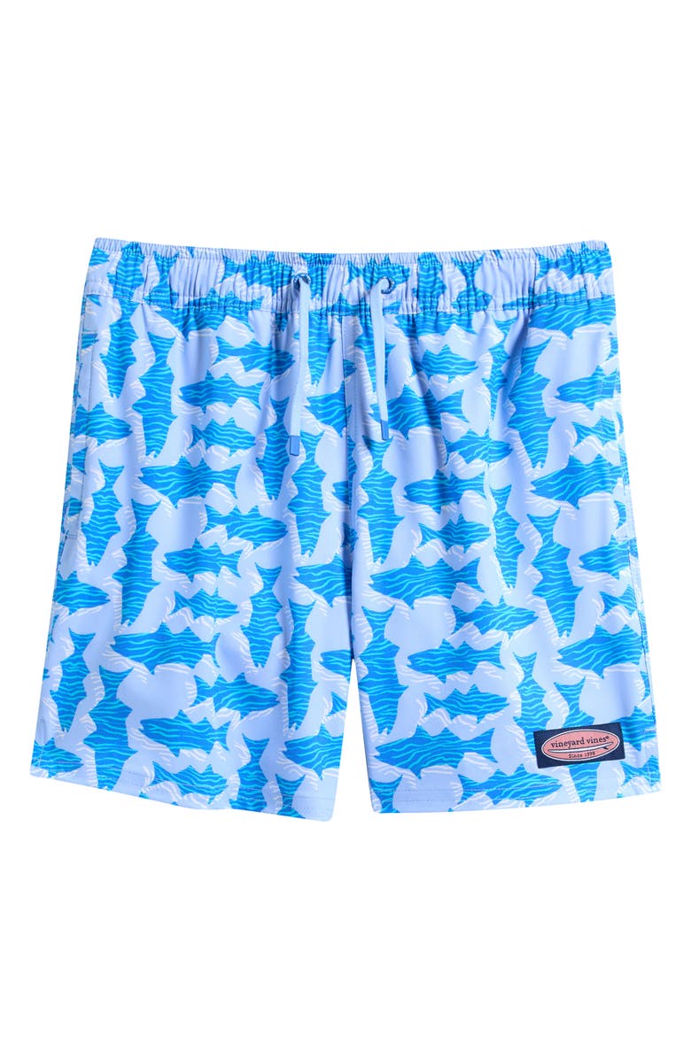 vineyard vines Kids' Chappy Beach Print Swim Trunks, Main, color, Fish Serenity Blue